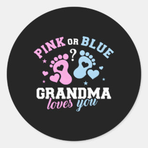 Gender Reveal Grandma Classic Round Sticker