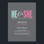 Gender Reveal | Grey Party Invite<br><div class="desc">Click the store link for more baby shower invitations</div>