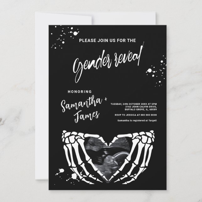 Gender Reveal Grunge Halllween booy or ghoul Invitation (Front)