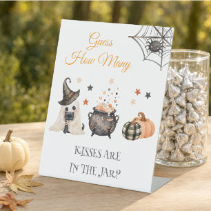 Gender Reveal Guess How Many Kisses  Pedestal Sign