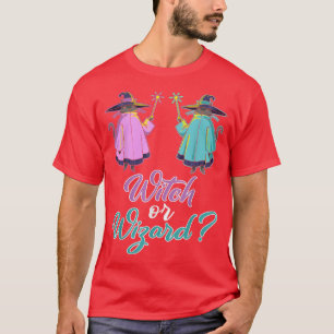 Gender Reveal Halloween Witch Or Wizard 414 T-Shirt