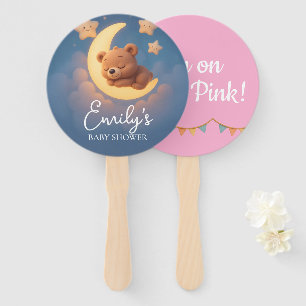 Gender Reveal Hand Fan, Teddy Bear. It’s a Girl Fan