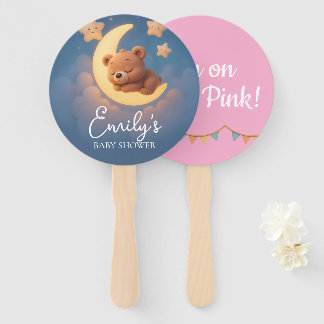 Gender Reveal Hand Fan, Teddy Bear. It’s a Girl Fan