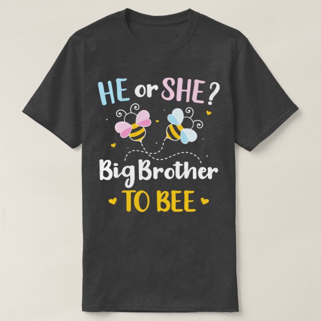 Gender reveal he or she brother matching baby part T-Shirt (Design Front)