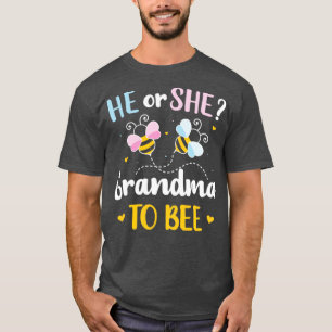 Gender reveal he or she grandma matching family ba T-Shirt