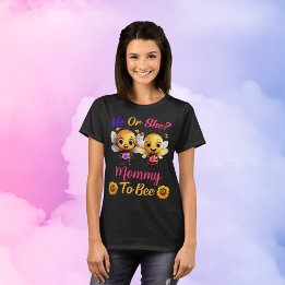 Gender Reveal He or She Mummy to Bee Womens Black T-Shirt