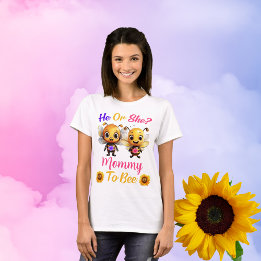 Gender Reveal He or She Mummy to Bee Womens White T-Shirt