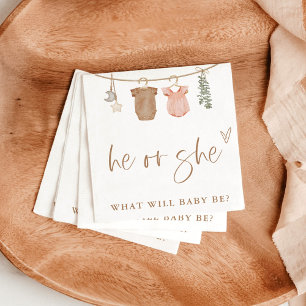 Gender Reveal He or She Napkins   Neutral Reveal 