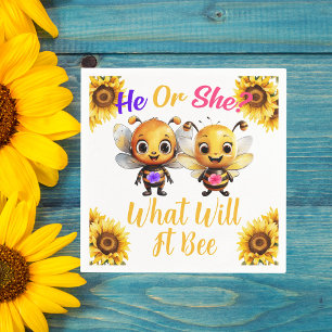 Gender Reveal He or She What Will It Bee Napkin
