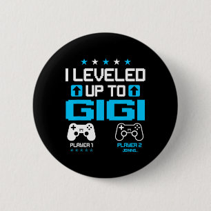 Gender Reveal I Levelled Up To Gigi Video Game Lov 6 Cm Round Badge