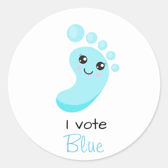 Gender Reveal I Vote Blue Boy Baby Shower Classic Round Sticker (Front)