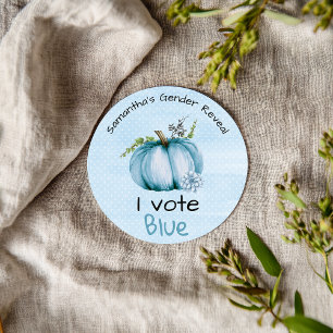 Gender Reveal I Vote Blue Pumpkin Baby Shower Classic Round Sticker