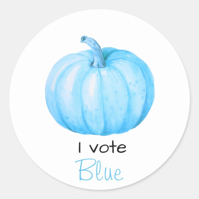 Gender Reveal I Vote Blue Pumpkin Baby Shower Classic Round Sticker (Front)