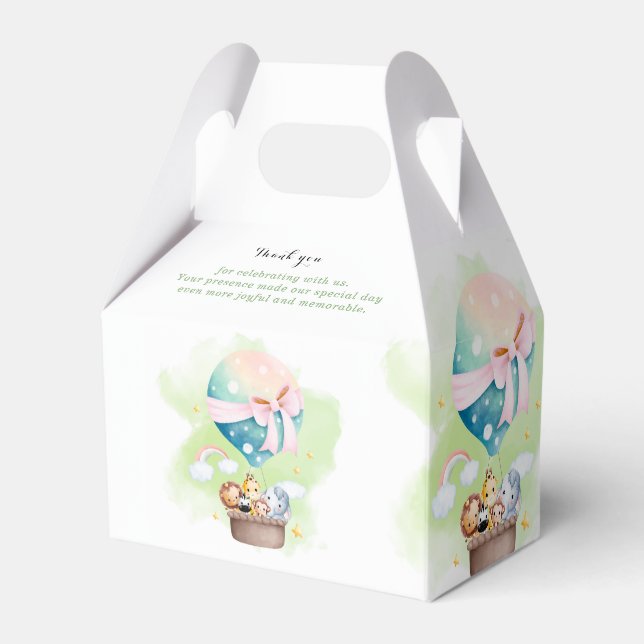  Gender Reveal in Sage Baby Animals Safari  Favour Box (Back Side)