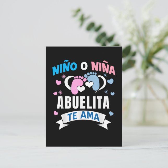 Gender Reveal in Spanish Postcard (Standing Front)