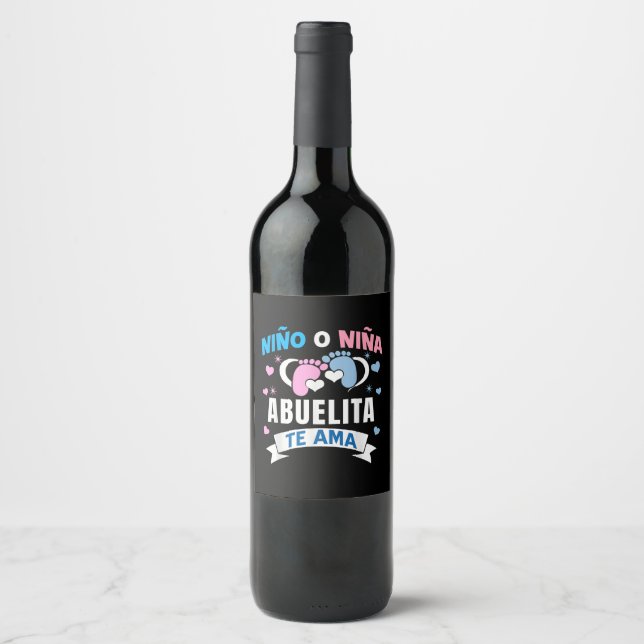 Gender Reveal in Spanish Wine Label (Front)
