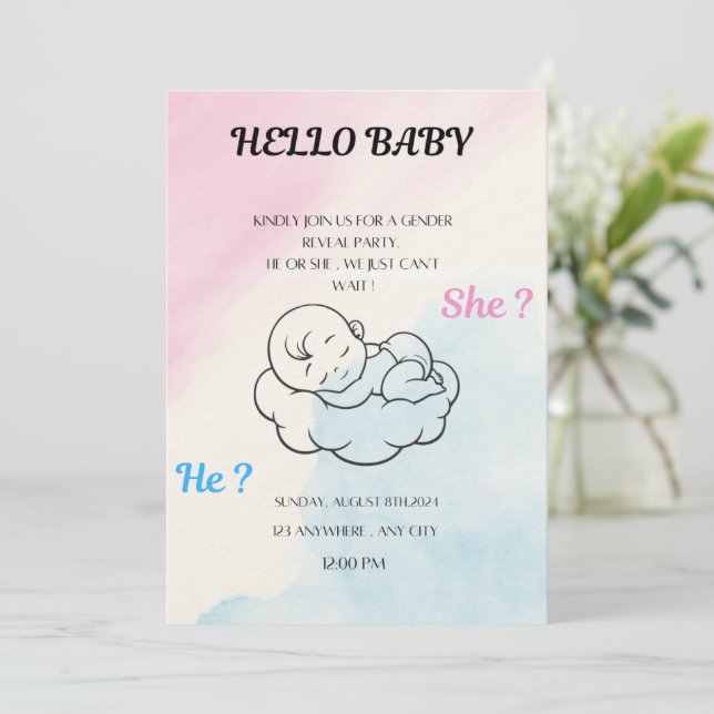 Gender reveal invitation  (Standing Front)