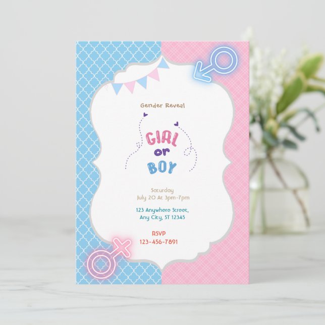 Gender Reveal  Invitation (Standing Front)