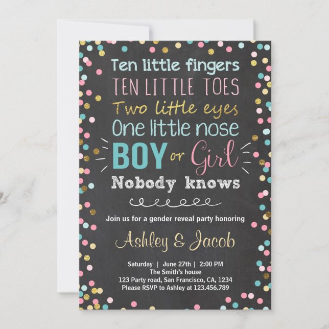 Gender reveal invitation Baby shower Boy or Girl (Front)