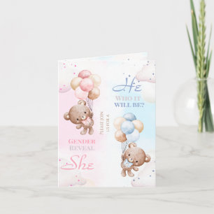 Gender Reveal Invitation - Bears Blue & Pink Skies