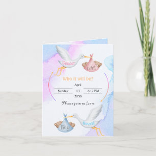 Gender Reveal invitation - Blue and Pink Storks