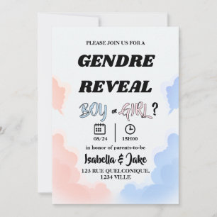Gender Reveal Invitation Boy or Girl Cloud