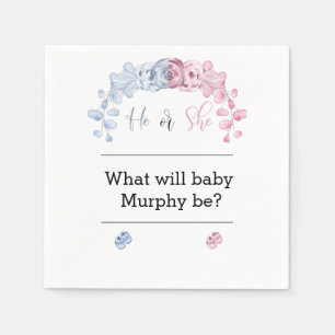 Gender reveal invitation, He or she Napkin
