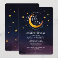Gender Reveal Invitation Twinkle Little Moon Star