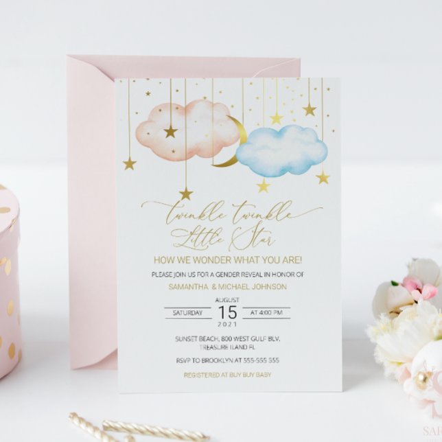 Gender Reveal Invitation,  Twinkle Little Star Inv Invitation (Creator Uploaded)