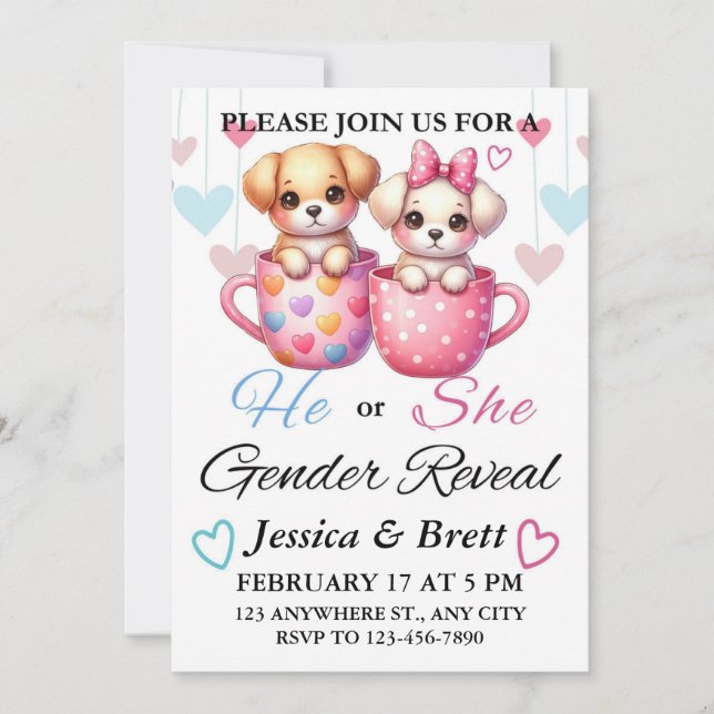 Gender Reveal Invitations, Personalised Invitation (Front)