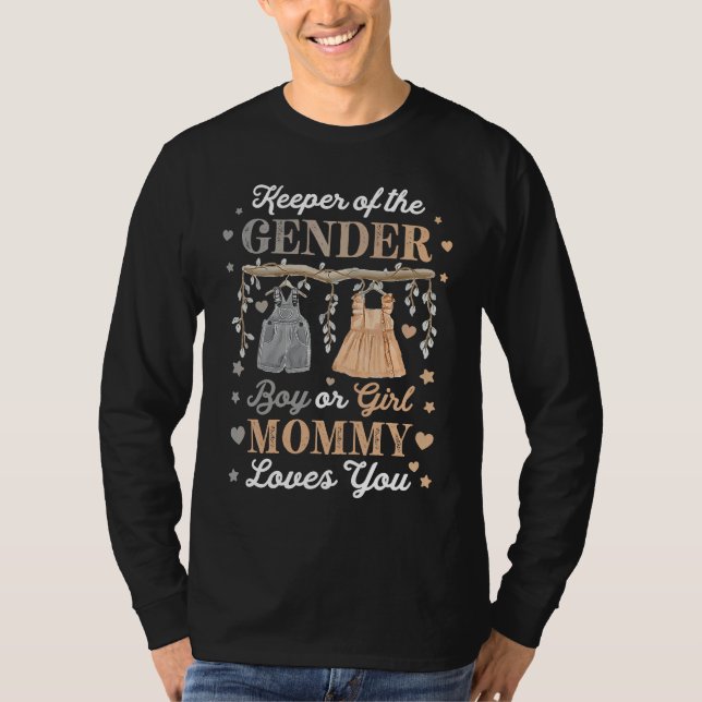 Gender Reveal Keeper of the Gender Baby Announceme T-Shirt (Front)