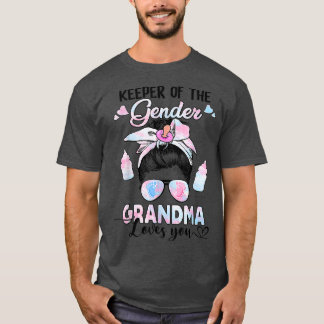 Gender Reveal Keeper Of The Gender Grandma Loves Y T-Shirt