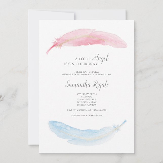 Gender Reveal Little Angel Invitation (Front)