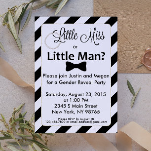 Gender Reveal Little Miss or Little Man Invitation