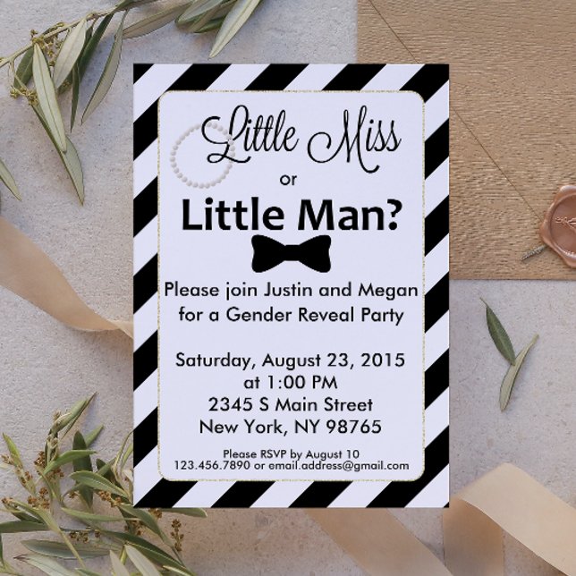 Gender Reveal Little Miss or Little Man Invitation (Creator Uploaded)