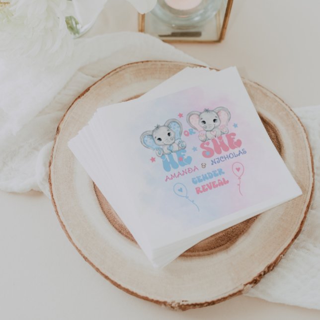 Gender Reveal Modern Pink Blue Napkin (Creator Uploaded)