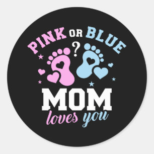 Gender reveal mum classic round sticker