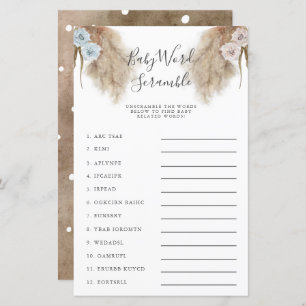 Gender Reveal Pampas Grass Baby Word Scramble Game