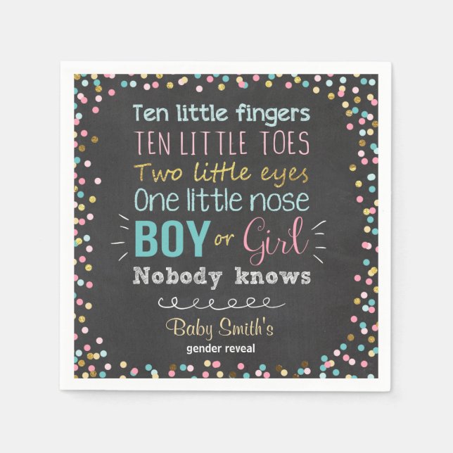 Gender Reveal Paper Napkins Boy or Girl Pink Blue (Front)