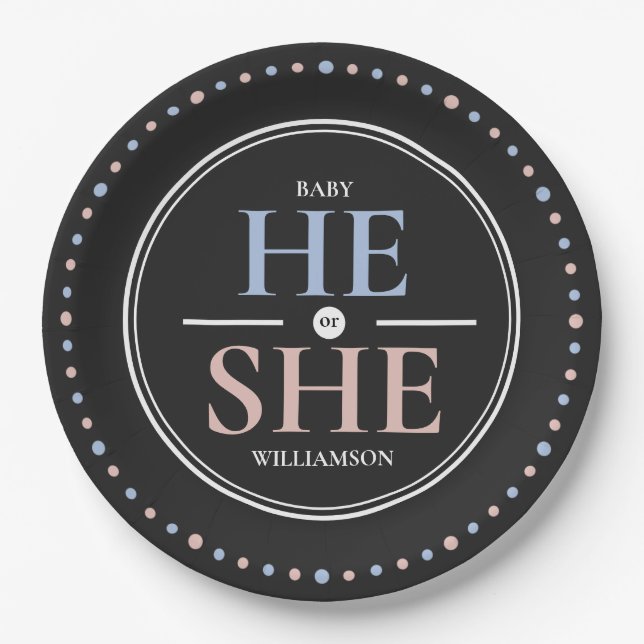 Gender Reveal Paper Plate for Baby Shower Party (Front)