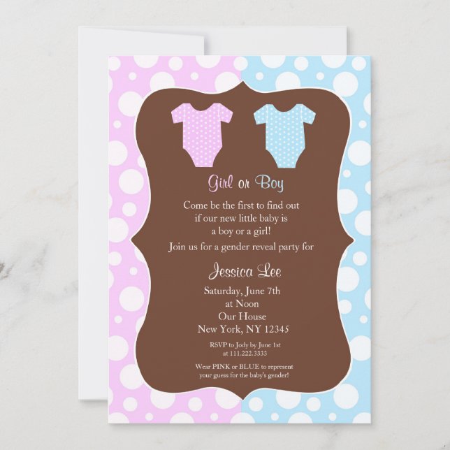 Gender Reveal Party Baby Shower Invitations (Front)