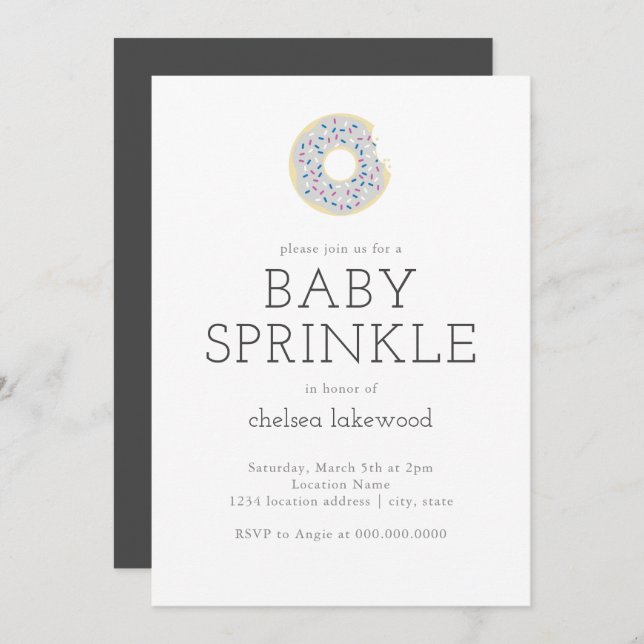 Gender Reveal Party Baby Sprinkle Doughnut Invitat Invitation (Front/Back)