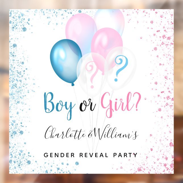 Gender reveal party boy girl blue pink glitter bal (Sheet 2)