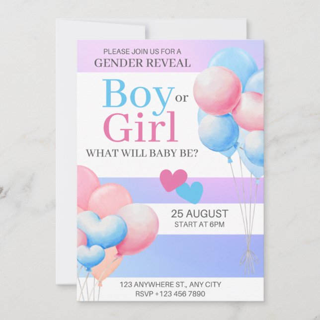 gender reveal party,boy or girl,pink and blue  holiday card (Front)
