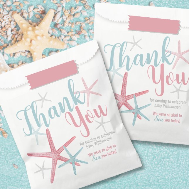 Gender Reveal Party Favour Bags (Pink Blue Coastal Beach Summer Gender Reveal Party Favor Bag)