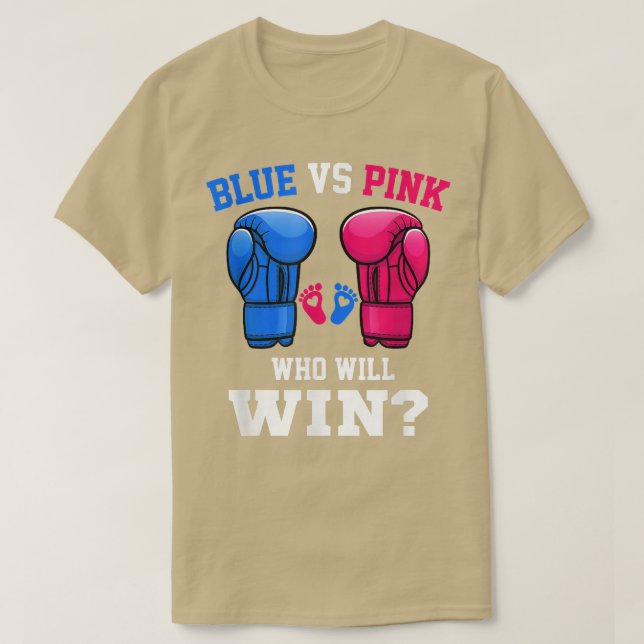 Gender Reveal Party Funny, Funny Blue Vs Pink Who  T-Shirt (Design Front)