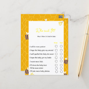 Gender reveal party games bumble bee themes postcard