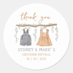 Gender reveal Party, He or She, Thank you Classic Round Sticker