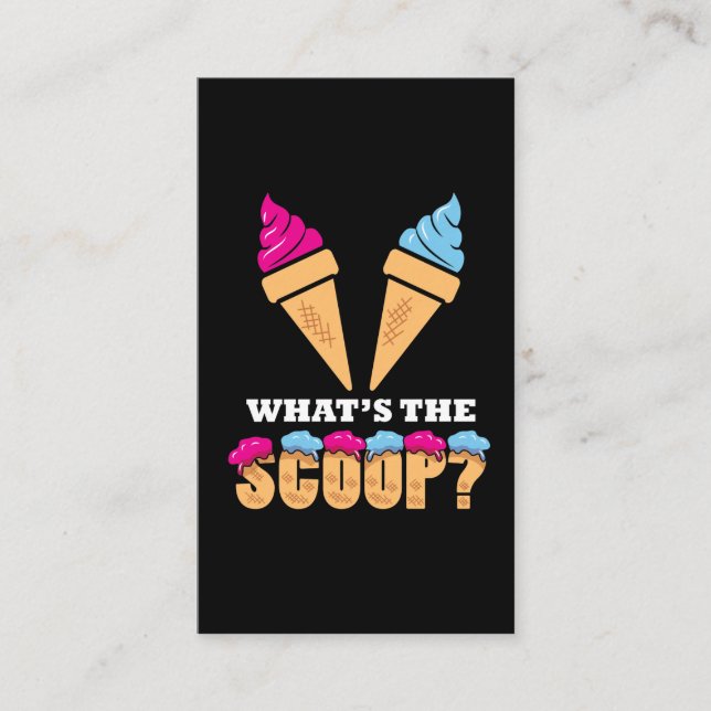 Gender Reveal Party - Ice cream What the scoop? Business Card (Front)