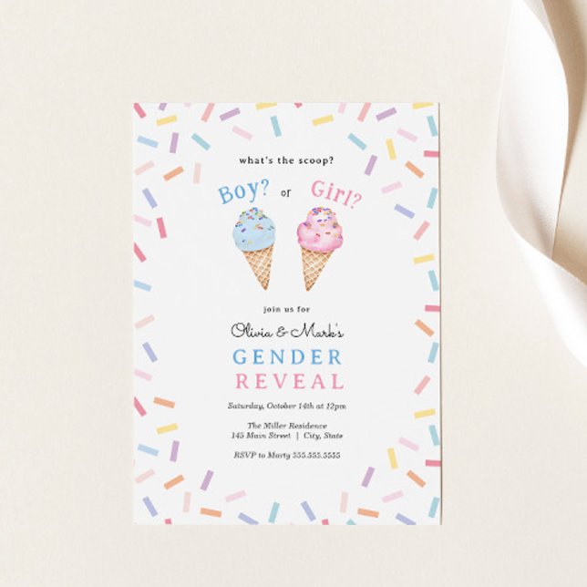 Gender Reveal Party Icecream Scoop Invitation (Creator Uploaded)